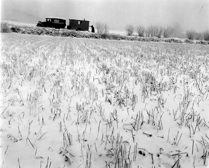 Robert Doisneau :: Oblat [prêtre Oblat] en Creuse | Broken down, Creuse, France, 1951. | src Atelier Robert Doisneau