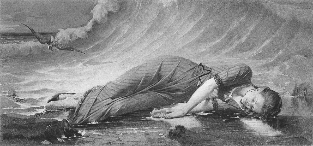 Jean Baptiste Bertrand :: Gravure reproduction of “La Mort de Virginie”, 1869. Goupil & Cie, Paris. Based on the oil painting (Jean Baptiste Bertrand, aka James Bertrand). | src RMN-Grand Palais