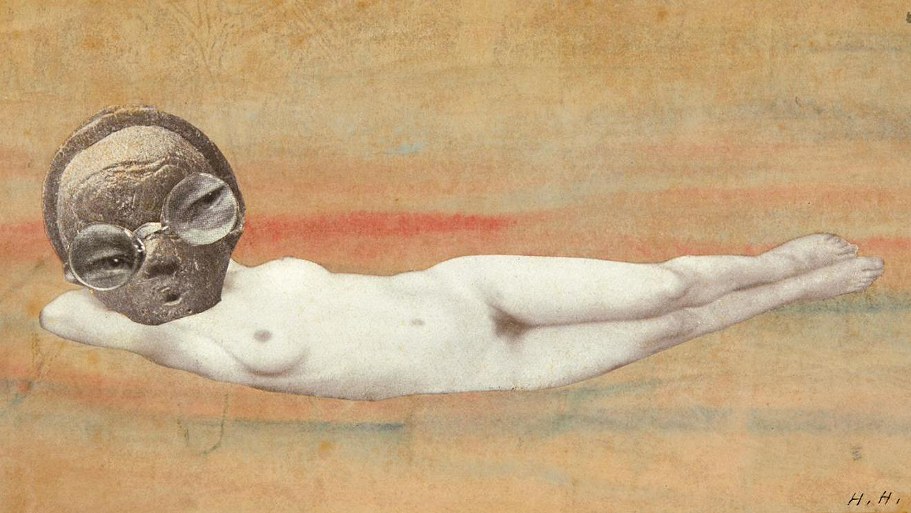 Hannah Höch :: Fremde Schönheit [Strange beauty], Berlin, ca. 1929, original photographic collage on coloured paper signed H.H. (The Geneviève & Jean-Paul Kahn Library). | src la gazette drouot