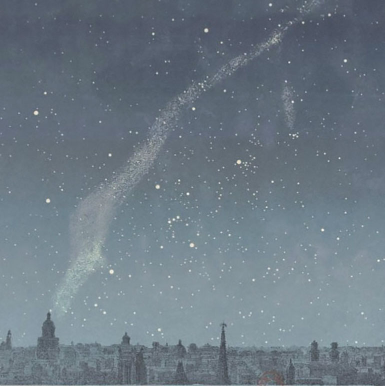 Le ciel de l'horizon de Paris (Côté Sud ) vu à Minuit le 20 Décembre [detail] | BnF · Gallica