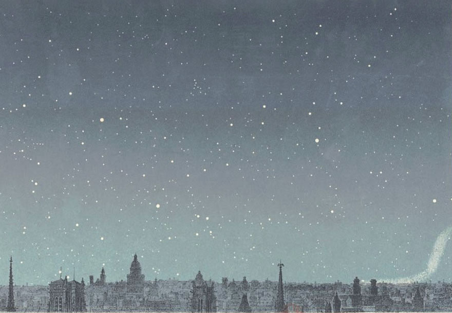 Le ciel de l'horizon de Paris (Côté Sud ) vu à Minuit le 29 Mars [detail] | BnF · Gallica