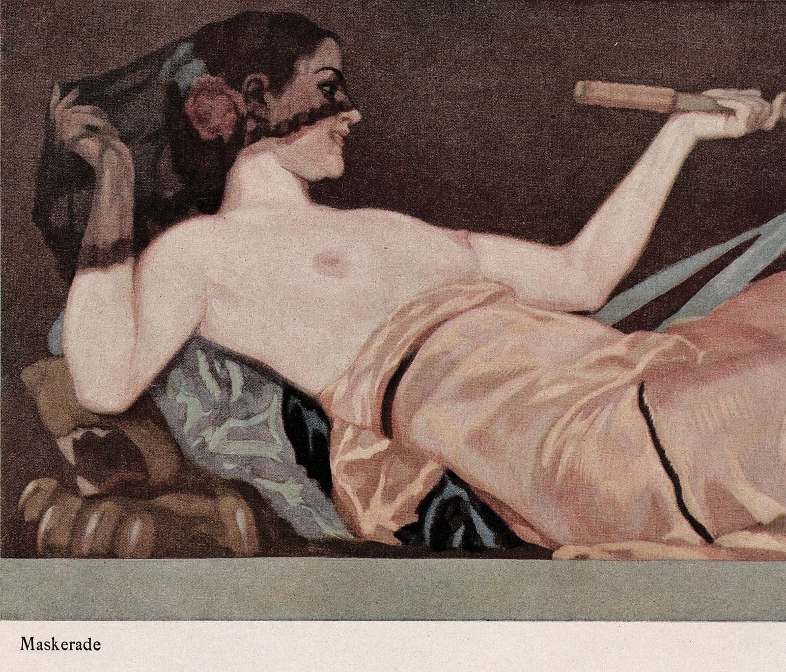 Adolf Münzer :: Maskerade (1909) [Detail]. Published in Jugend magazine, 1914, issue nº 6. | src Heidelberg University Library