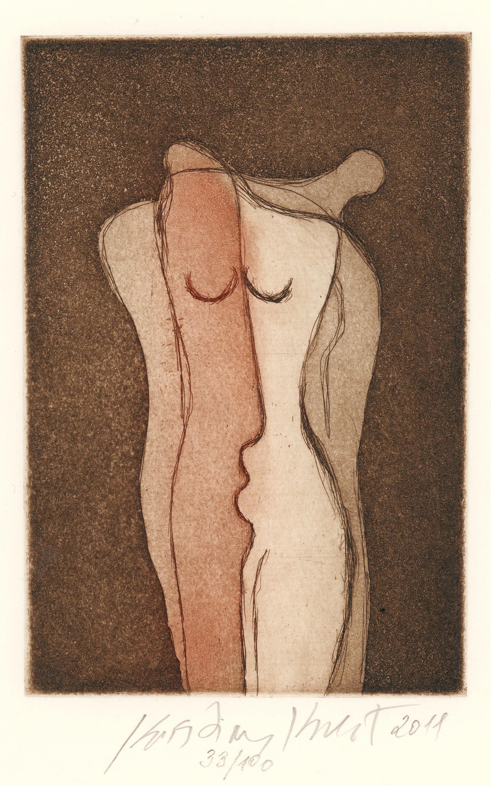 Kristian Kodet :: Lovers, 2011. Etching on paper. | src Aukční dům Zezula