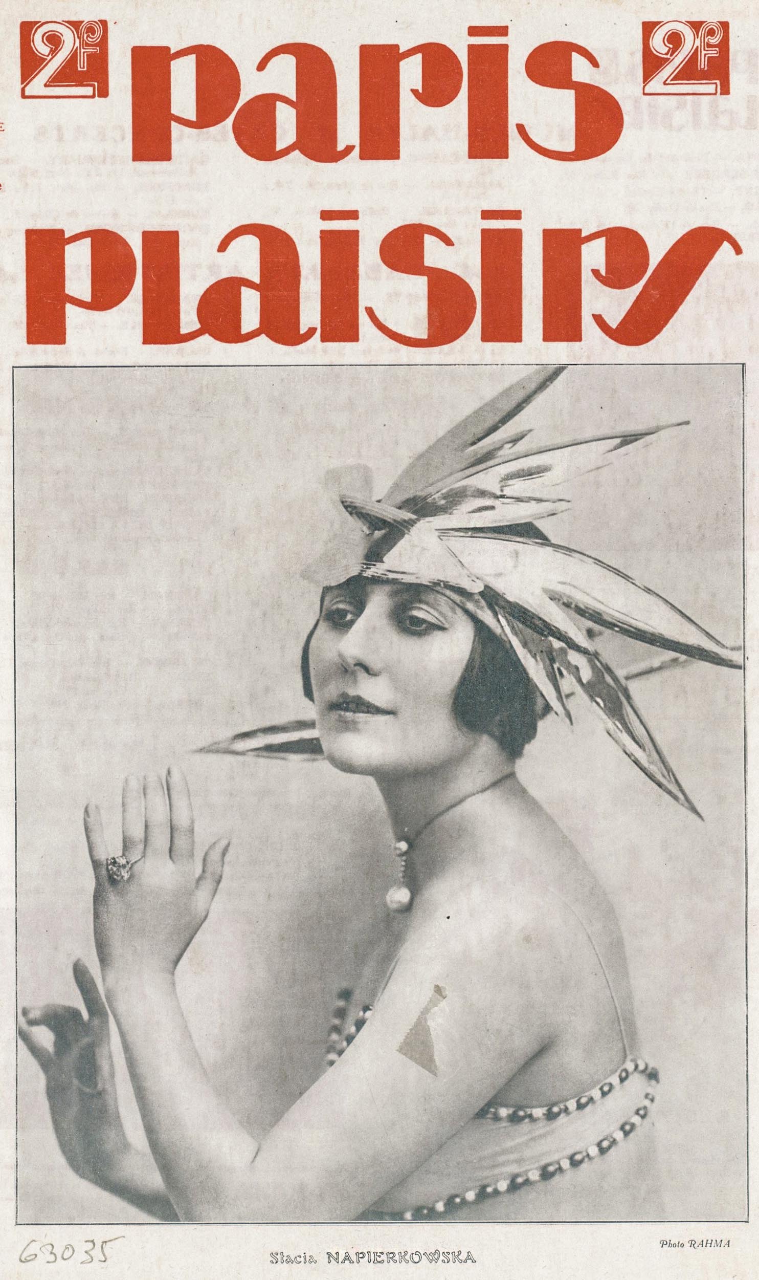Stacia Napierkowska. Photo Rahma. Paris Plaisirs: revue mensuelle esthétique et humoristique. Nov. 1922. [full size, front cover]  | src BnF ~ Gallica