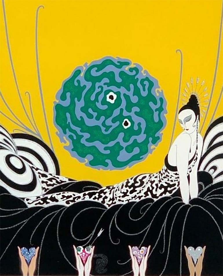 Erté ~ Romain de Tirtoff (1892-1990) :: Selection of a Heart, serigraph, signed in pencil on lower right, numbered 82/300 lower left, with blindstamp. Copyright 1978, Circle Fine Arts Corp. | src Bidsquare ~ Neue Auctions