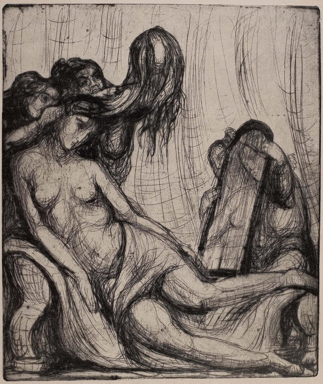 Josef Hegenbarth :: Bei der Toilette (At the Toilet). Jugend Magazin, 1925, Heft 6. | src Universitätsbibliothek Heidelberg Toilette machen