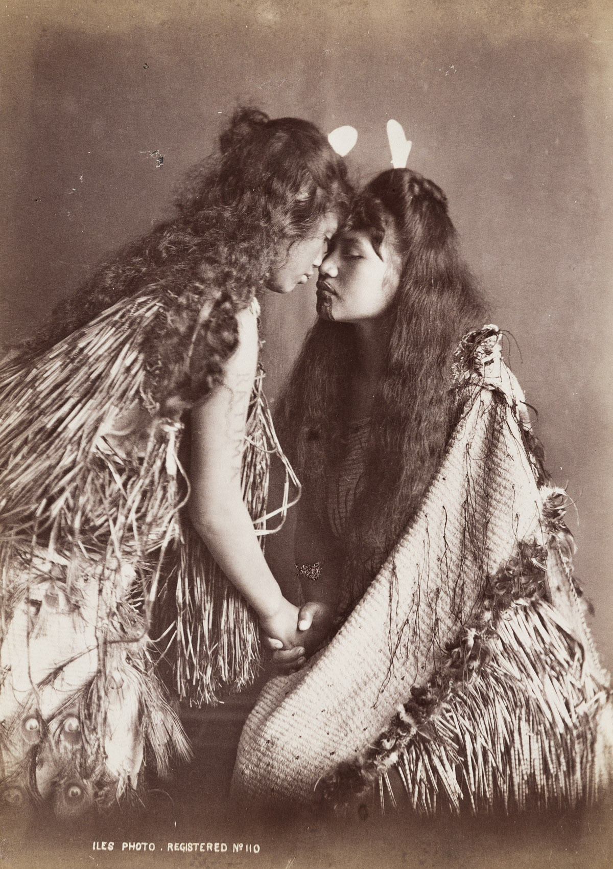 Maori portraits, New Zealand, 1880s by Iles Photo. Albumen print. | src Swann Galleries