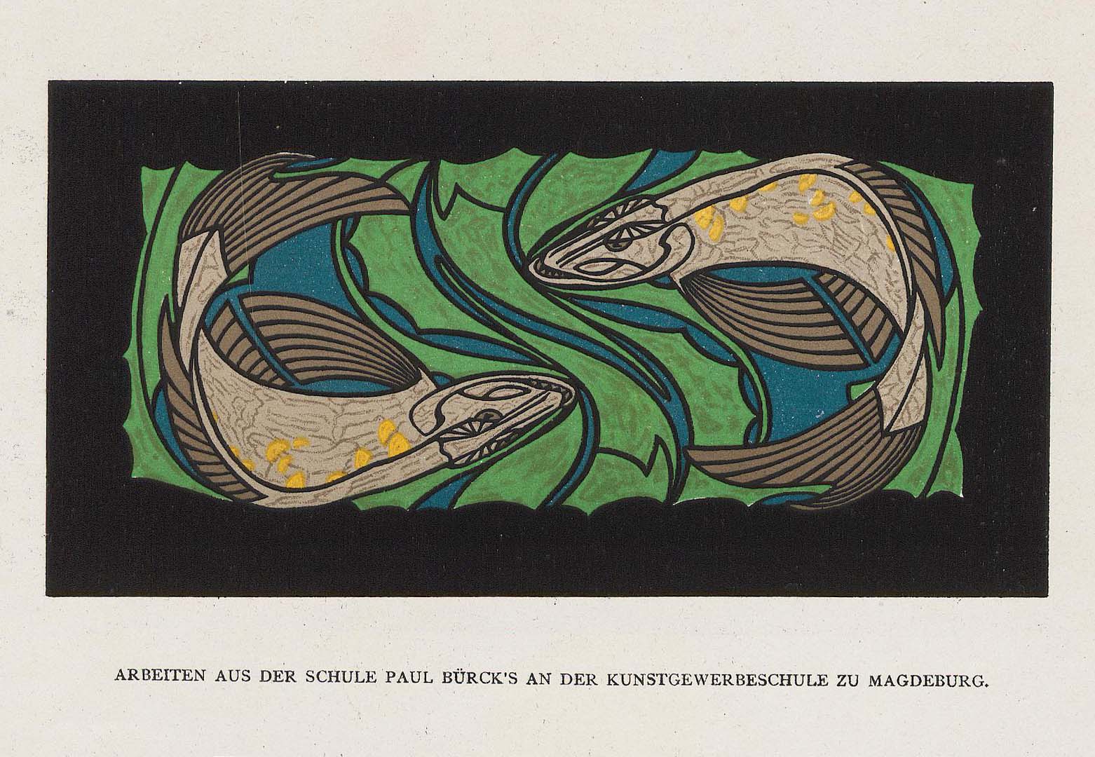 Das Meer und seine Bewohner
Arbeit aus der Schule Paul Bürck's an der Kunstgewerbeschule zu Magdeburg. Deutsche Kunst und Dekoration, 1903