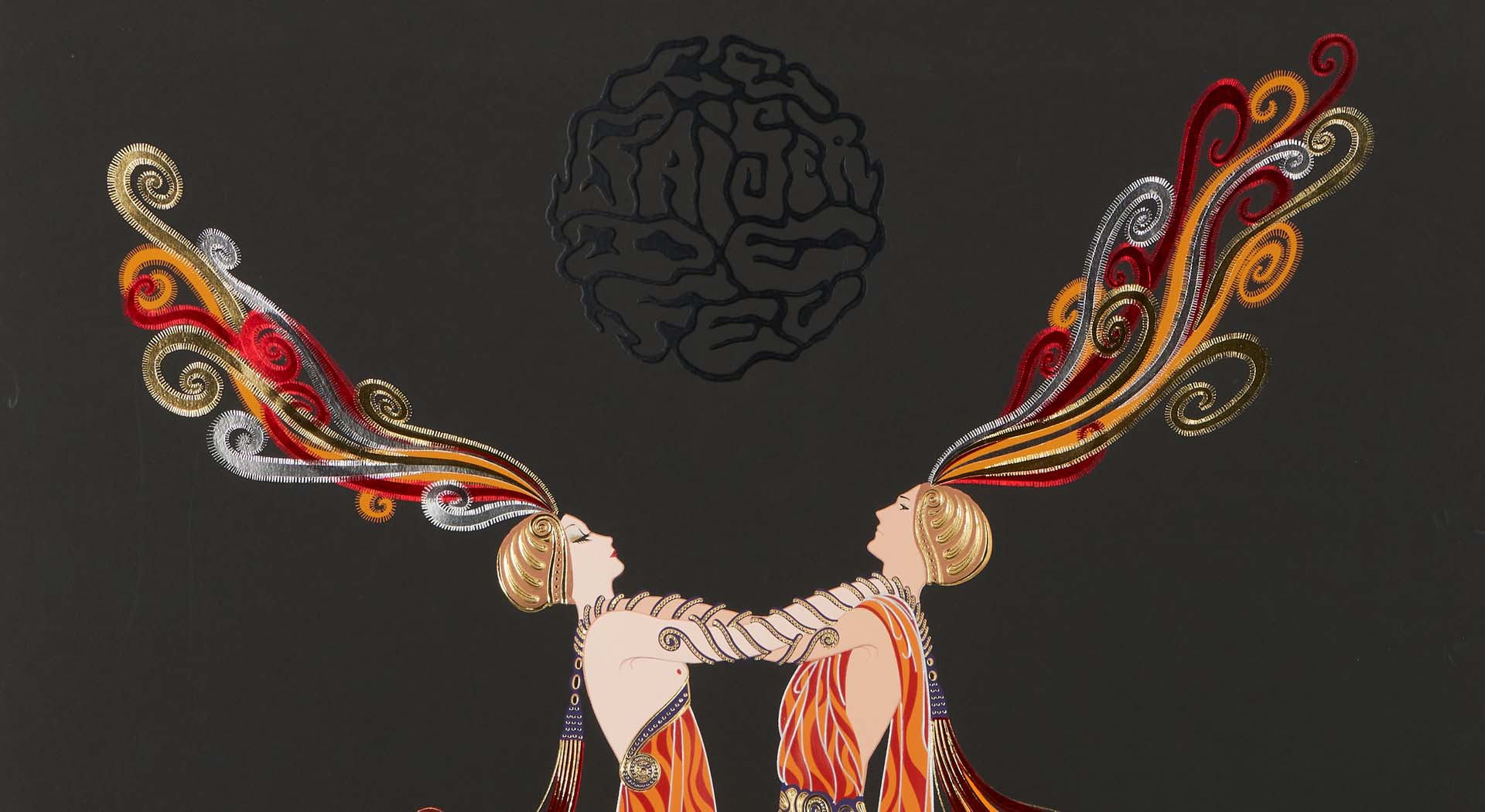 Erté (Romain De Tirtoff) :: Kiss of Fire, ca. 1983. From  Love and Passion Suite.