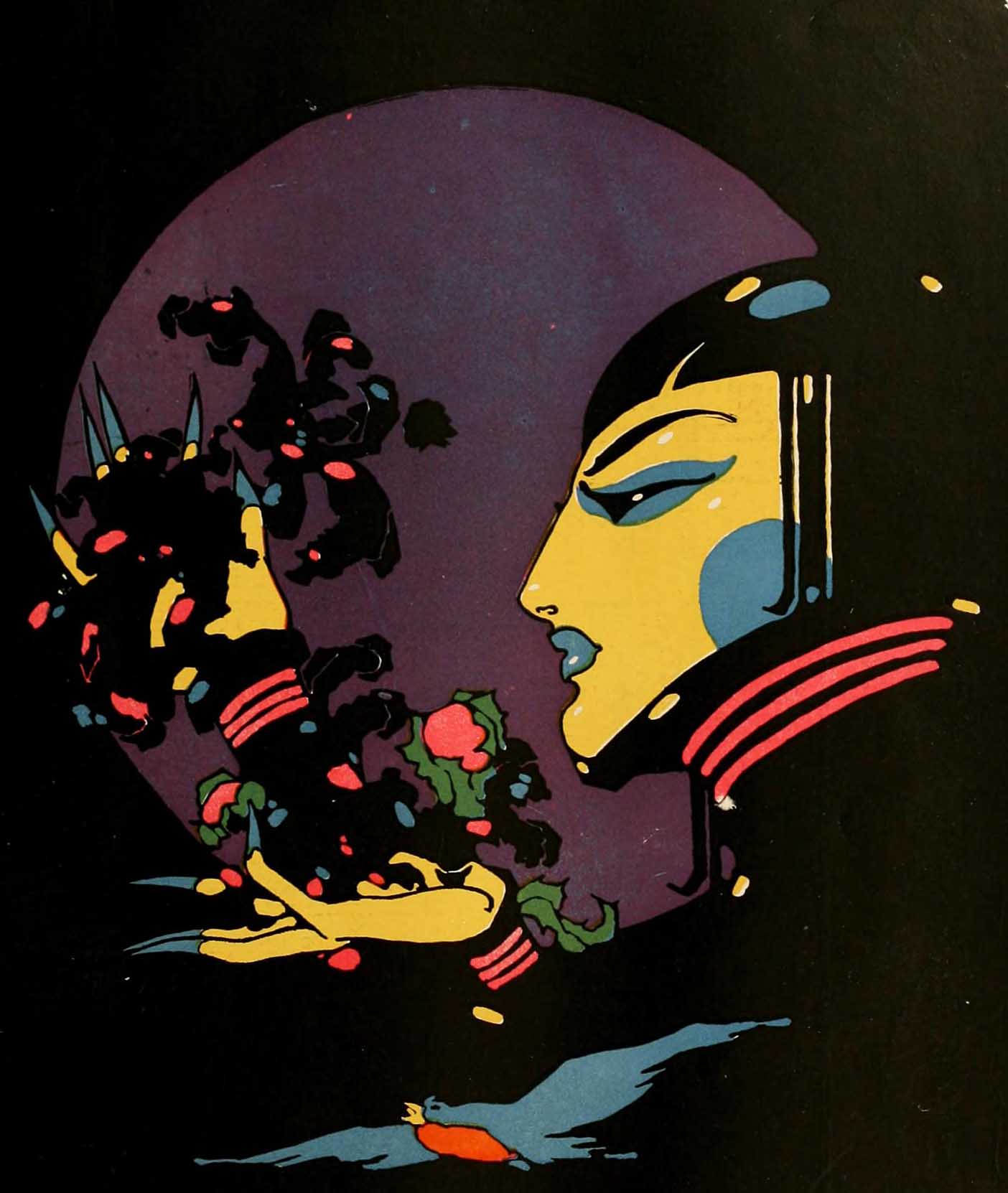 Illustration from the advertisement for Black Orchids. Signed: Rice / Paris