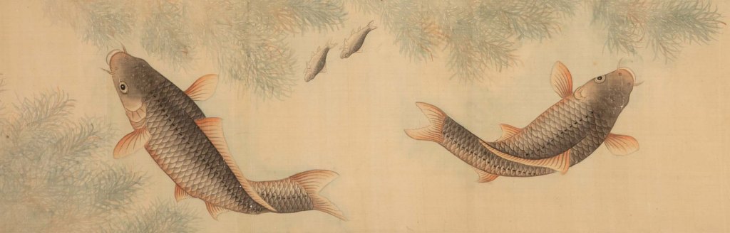 Korean School. Fish. Ink and color on silk. Three seals. | src Heritage Auctions
Detail