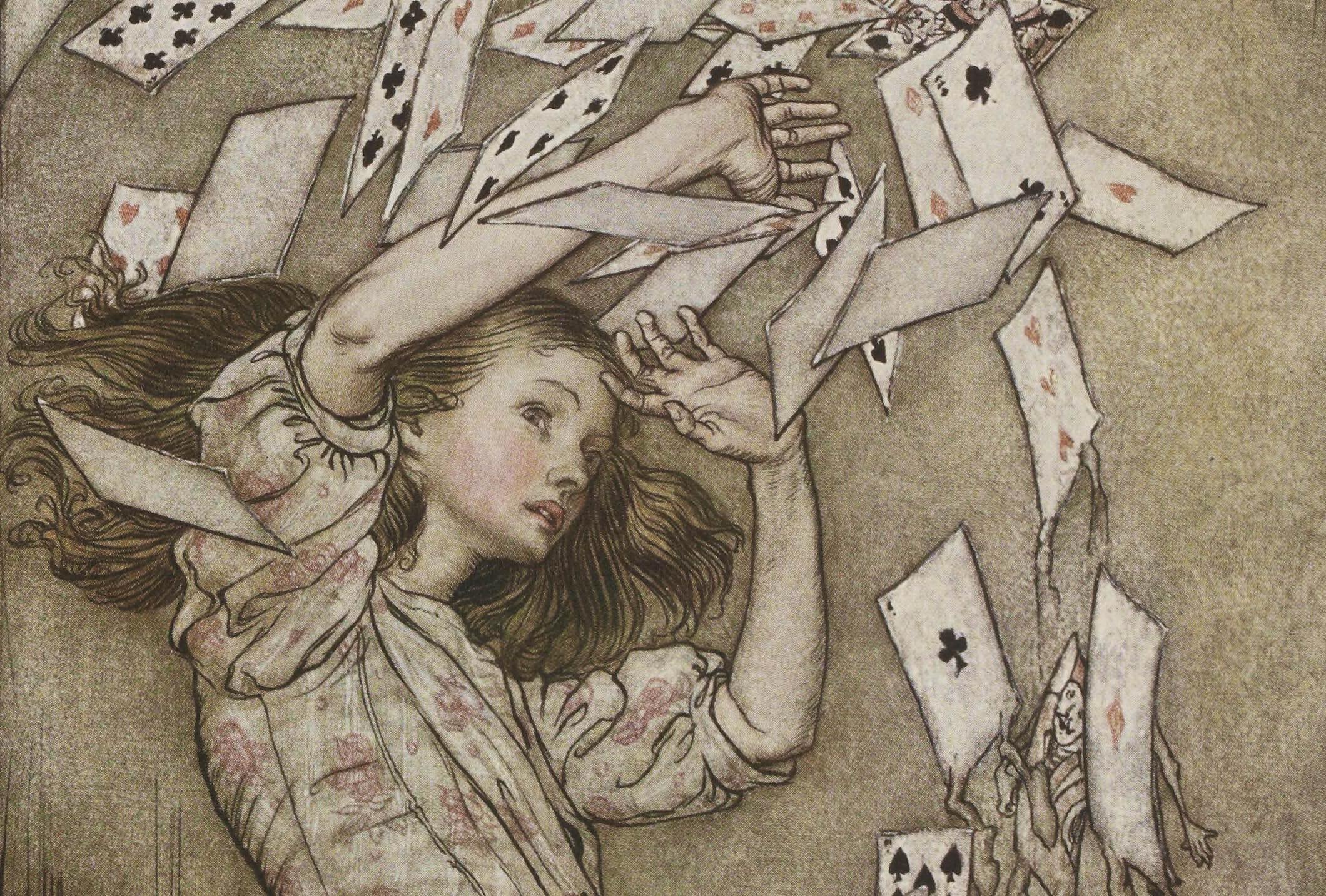 Aventures d'Alice au pays des merveilles par Lewis Carroll ; illustrées par Arthur Rackham ; 1908 | src BnF