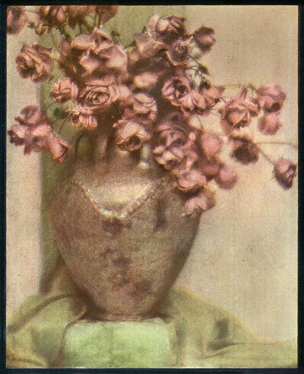 Baron Adolf de Meyer (1868 – 1946) :: Nature morte # 2, 1908. Halftone from an Autochrome dating from 1908. This study titled "Still Life" was published in "Colour Photography and other Recent Developments of the Art of the Camera" a British companion along with "Art in Photography", to Camera Work, the important American photo secessionist magazine published by Alfred Stieglitz. | src eBay